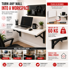 Wall Mounted Folding Study Table – Space Saving Foldable Desk for Home & Office